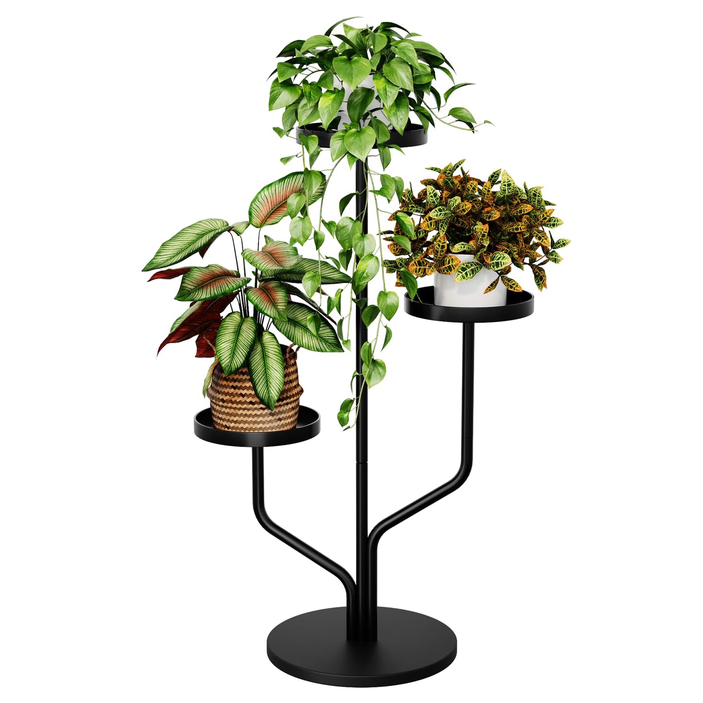 Bamworld Blumenständer Metall Schwarz Pflanzenständer Blumentreppe Indoor 4 Etagen robustes Pflanzenregal für Terrasse Garten Balkon Wohnzimmer Schlafzimmer
