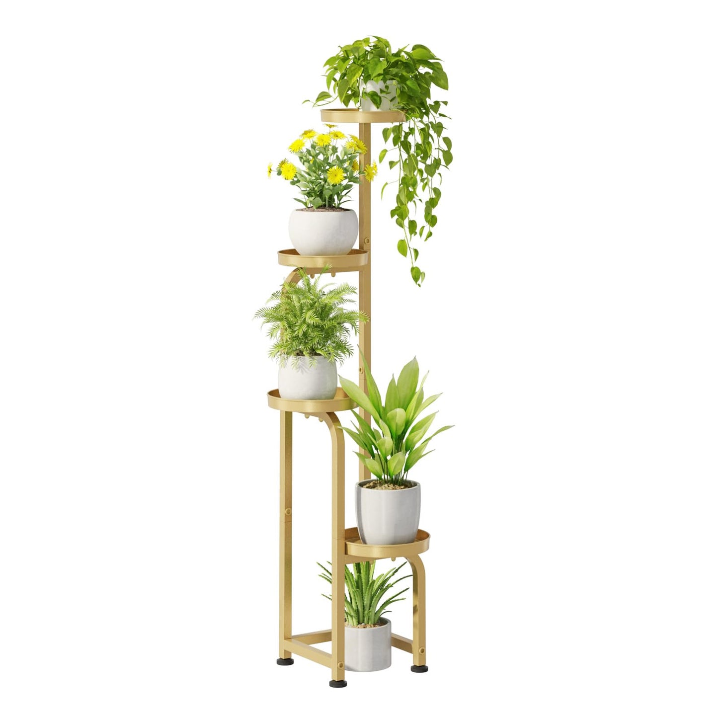 Bamworld Blumenständer Metall Schwarz Pflanzenständer Blumentreppe Indoor 4 Etagen robustes Pflanzenregal für Terrasse Garten Balkon Wohnzimmer Schlafzimmer