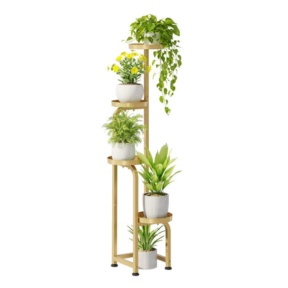 Bamworld Blumenständer Metall Schwarz Pflanzenständer Blumentreppe Indoor 4 Etagen robustes Pflanzenregal für Terrasse Garten Balkon Wohnzimmer Schlafzimmer