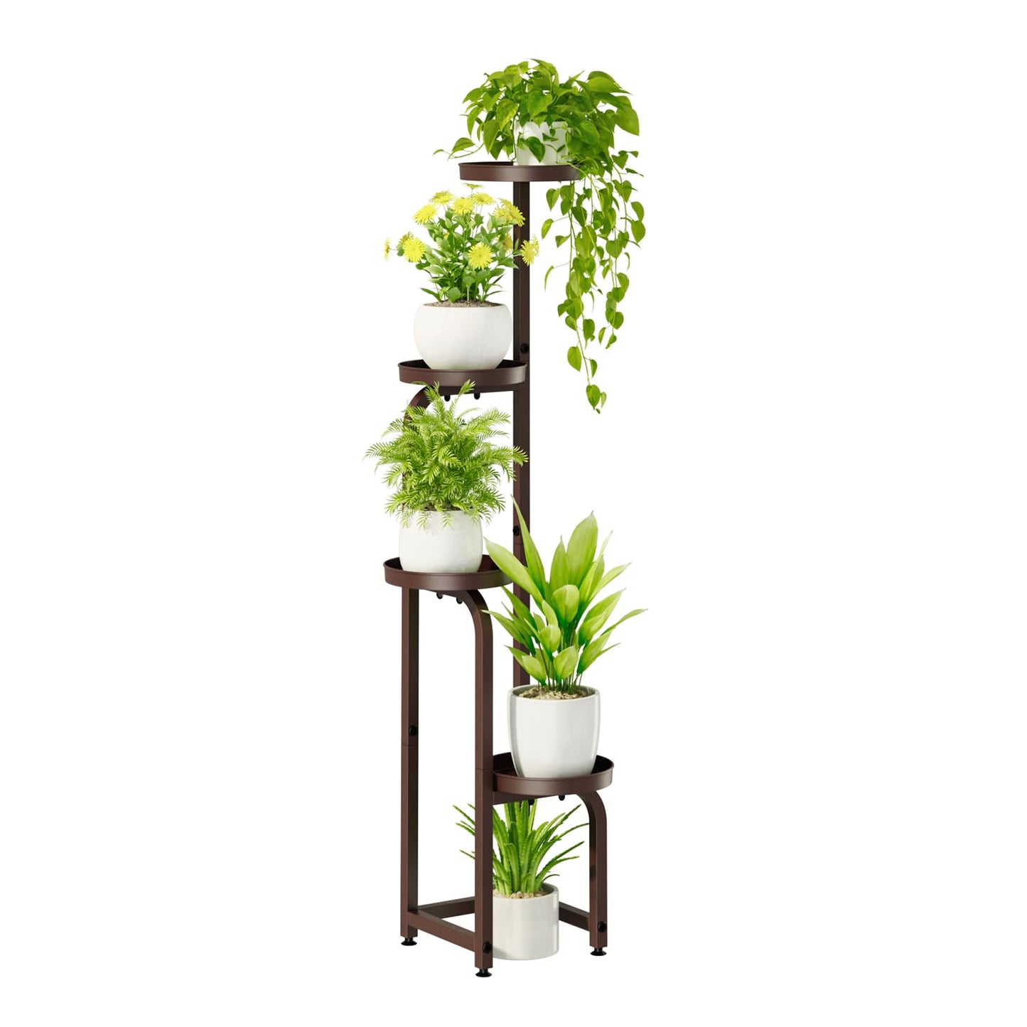 Bamworld Blumenständer Metall Schwarz Pflanzenständer Blumentreppe Indoor 4 Etagen robustes Pflanzenregal für Terrasse Garten Balkon Wohnzimmer Schlafzimmer