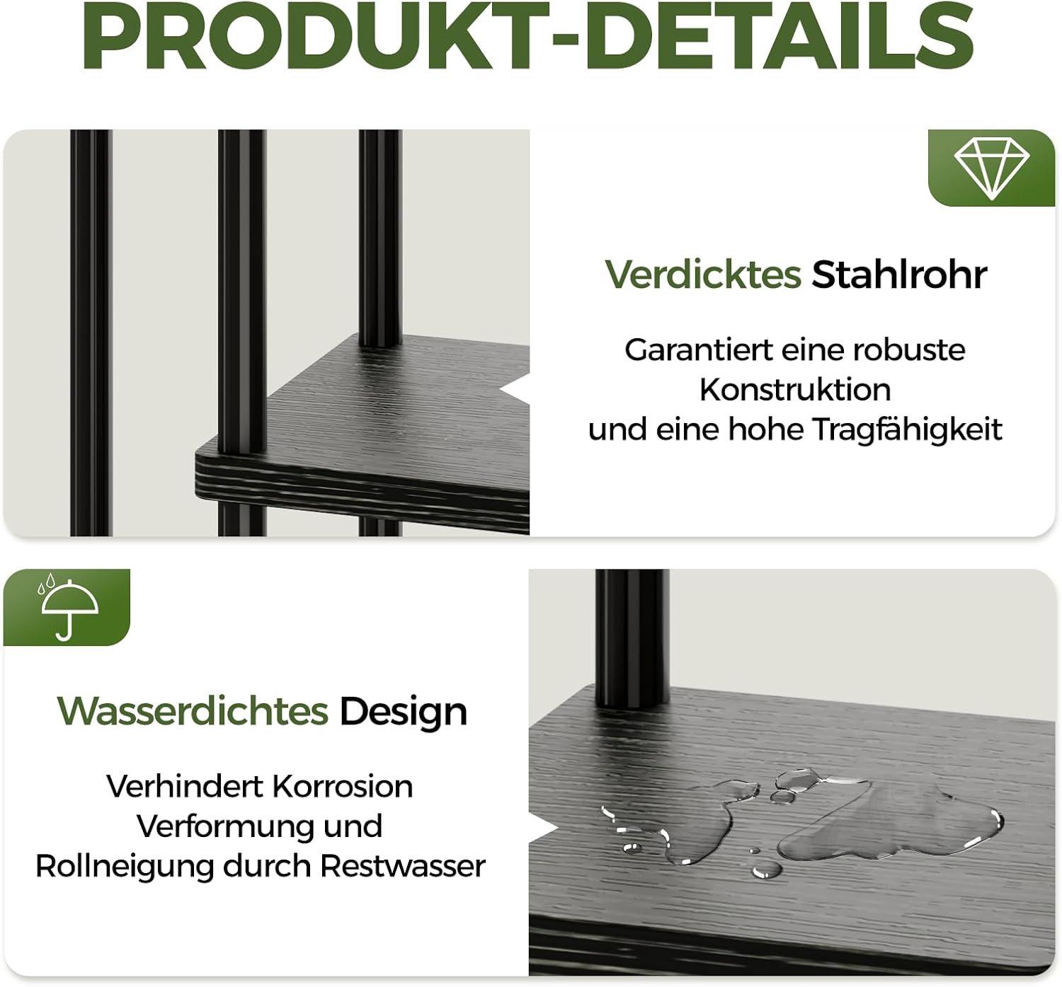 Bamworld Blumenständer aus Metall und Holz – Pflanzenständer mit 4 Ebenen, Pflanzenregal für Innenbereich, Blumentreppe Modern, Blumenregal für Wohnzimmer & Balkon, Schwarz