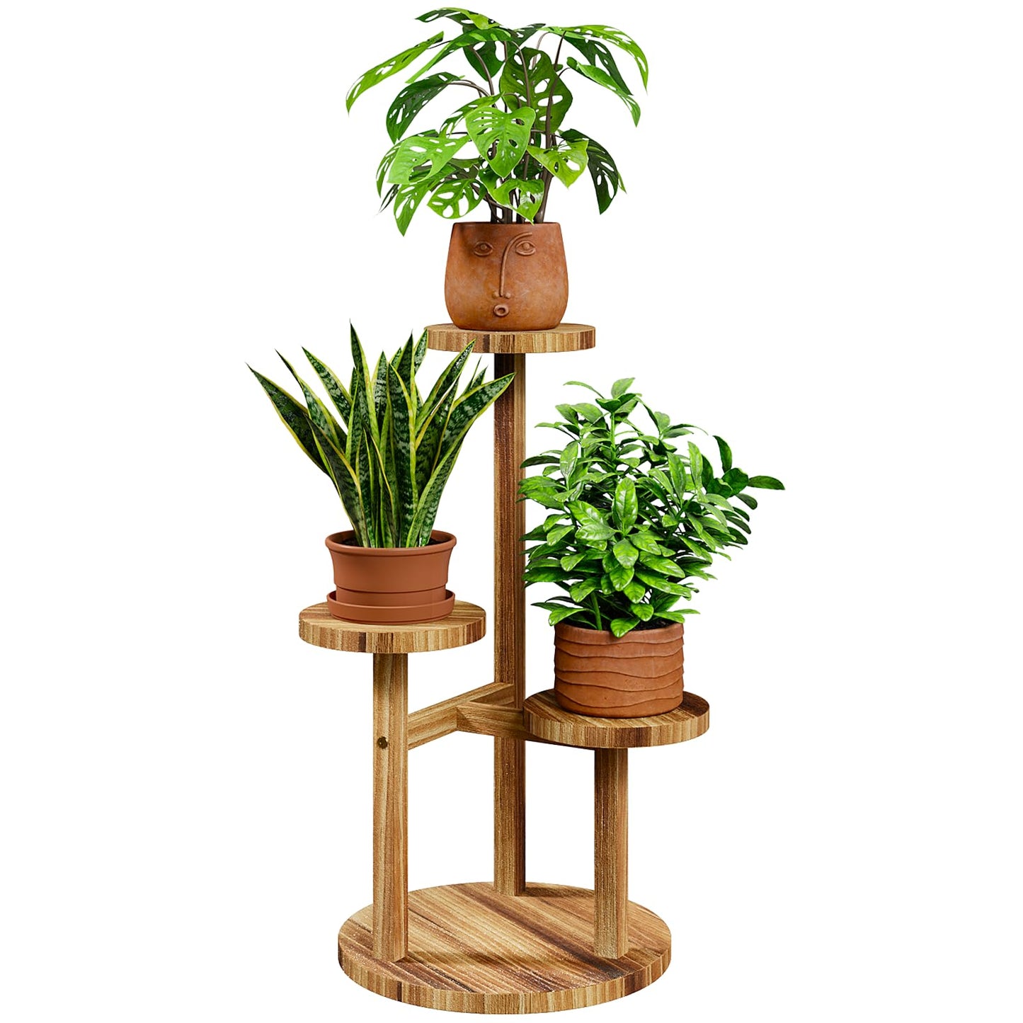 Bamworld Holz Blumenständer Multilevel Pflanzenregal – Raumsparendes Pflanzenträger mit 5 Ebenen für Wohnzimmer & Garten, Als Blumentreppe mit Mehrschichten