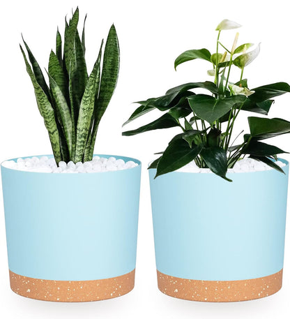 QCQHDU Blumentopf Set 2er,Durchmesser 12,7 cm,Blumentöpfe klein Innen mit abnehmbarem Untersetzer und Abzugsloch,Übertopf für Zimmerpflanzen,Sukkulenten Topf,Kakteen Topf,Orchideen Blumentopf
