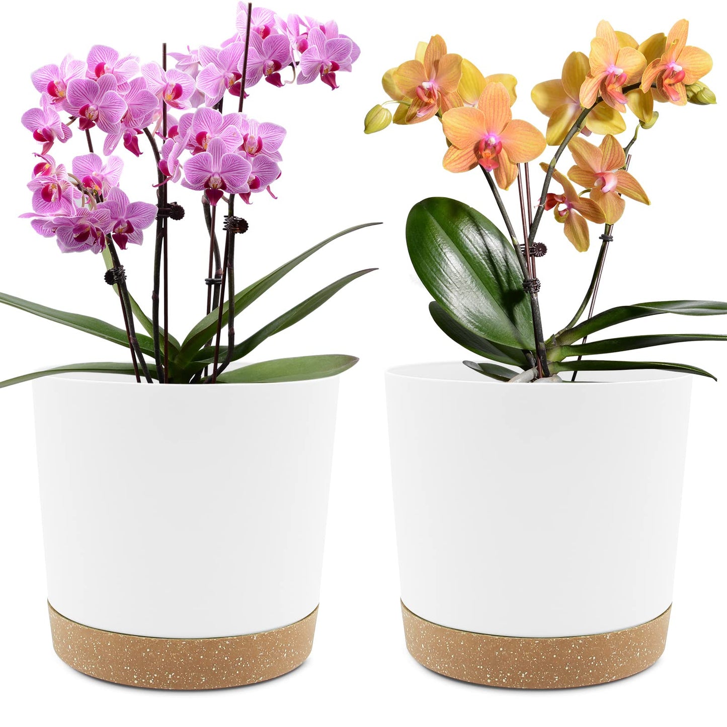 QCQHDU Blumentopf Set 2er,Durchmesser 12,7 cm,Blumentöpfe klein Innen mit abnehmbarem Untersetzer und Abzugsloch,Übertopf für Zimmerpflanzen,Sukkulenten Topf,Kakteen Topf,Orchideen Blumentopf