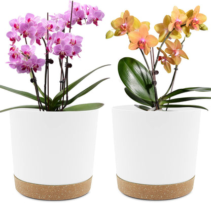 QCQHDU Blumentopf Set 2er,Durchmesser 12,7 cm,Blumentöpfe klein Innen mit abnehmbarem Untersetzer und Abzugsloch,Übertopf für Zimmerpflanzen,Sukkulenten Topf,Kakteen Topf,Orchideen Blumentopf