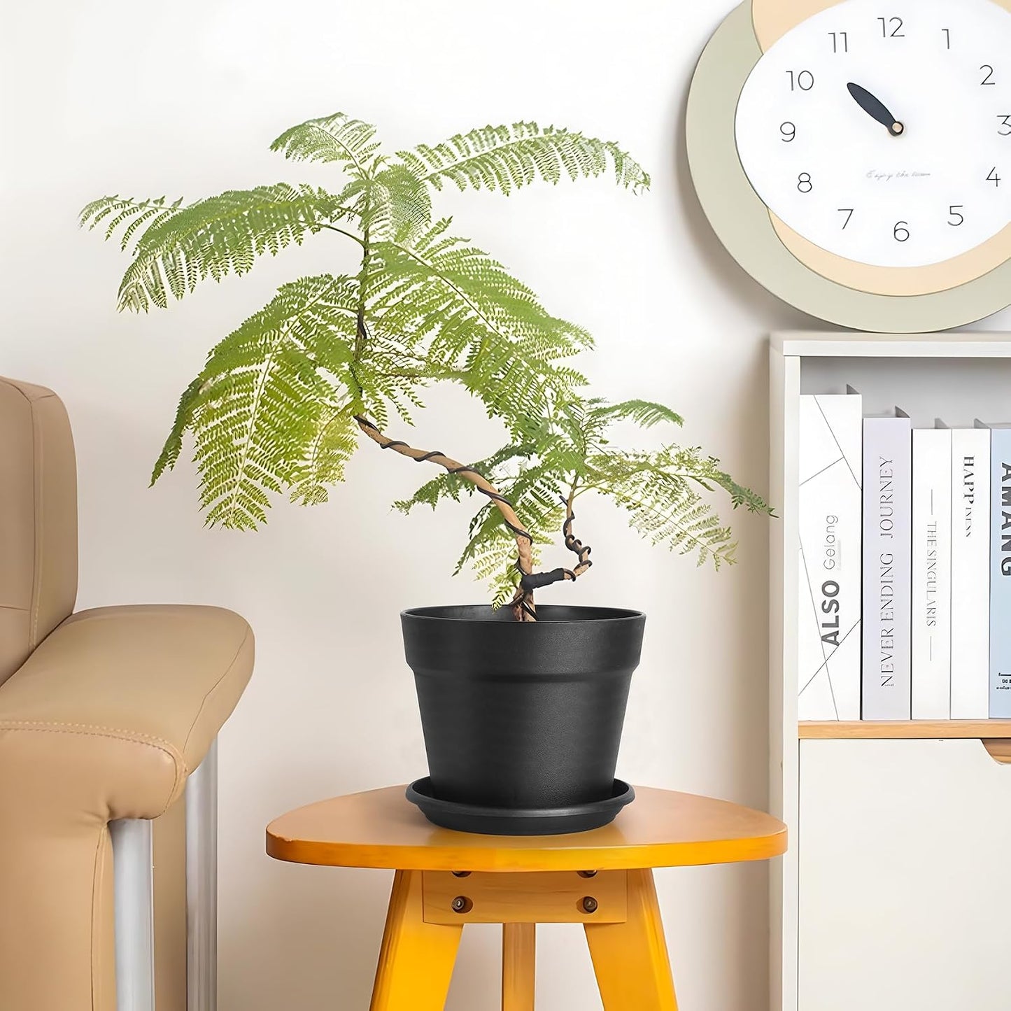 KUOGAS 6 Stück Kunststoff Blumentopf,Blumentopf mit Untersetzer, 20cm Pflanzentopf Mit Mehreren DrainagelöChern, Runde TöPfe FüR Drinnen Und Auf Dem Balkon, Saftige Kakteen (20cm)