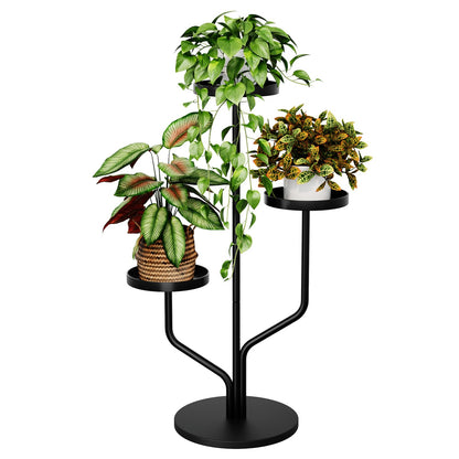 Bamworld Blumenständer Metall Schwarz Pflanzenständer Blumentreppe Indoor 4 Etagen robustes Pflanzenregal für Terrasse Garten Balkon Wohnzimmer Schlafzimmer