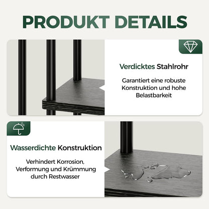 Bamworld Blumenständer Schwarz – Pflanzenständer aus Metall mit 4 Ebenen – Platzsparendes Pflanzenregal für Wohnzimmer, Balkon und Ecke – Blumenhocker & Deko Regal für Innenbereich