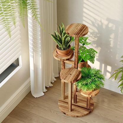 Bamworld Holz Blumenständer Multilevel Pflanzenregal – Raumsparendes Pflanzenträger mit 5 Ebenen für Wohnzimmer & Garten, Als Blumentreppe mit Mehrschichten